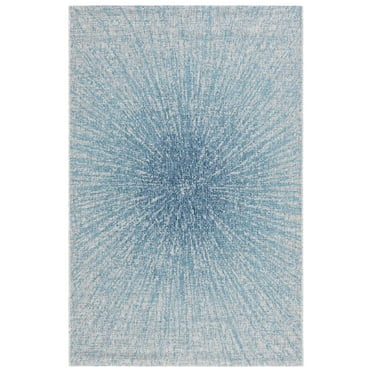 SAFAVIEH Courtyard Paolo Sunburst Indoor/Outdoor Area Rug, Grey/Navy, 5'3" x 7'7"