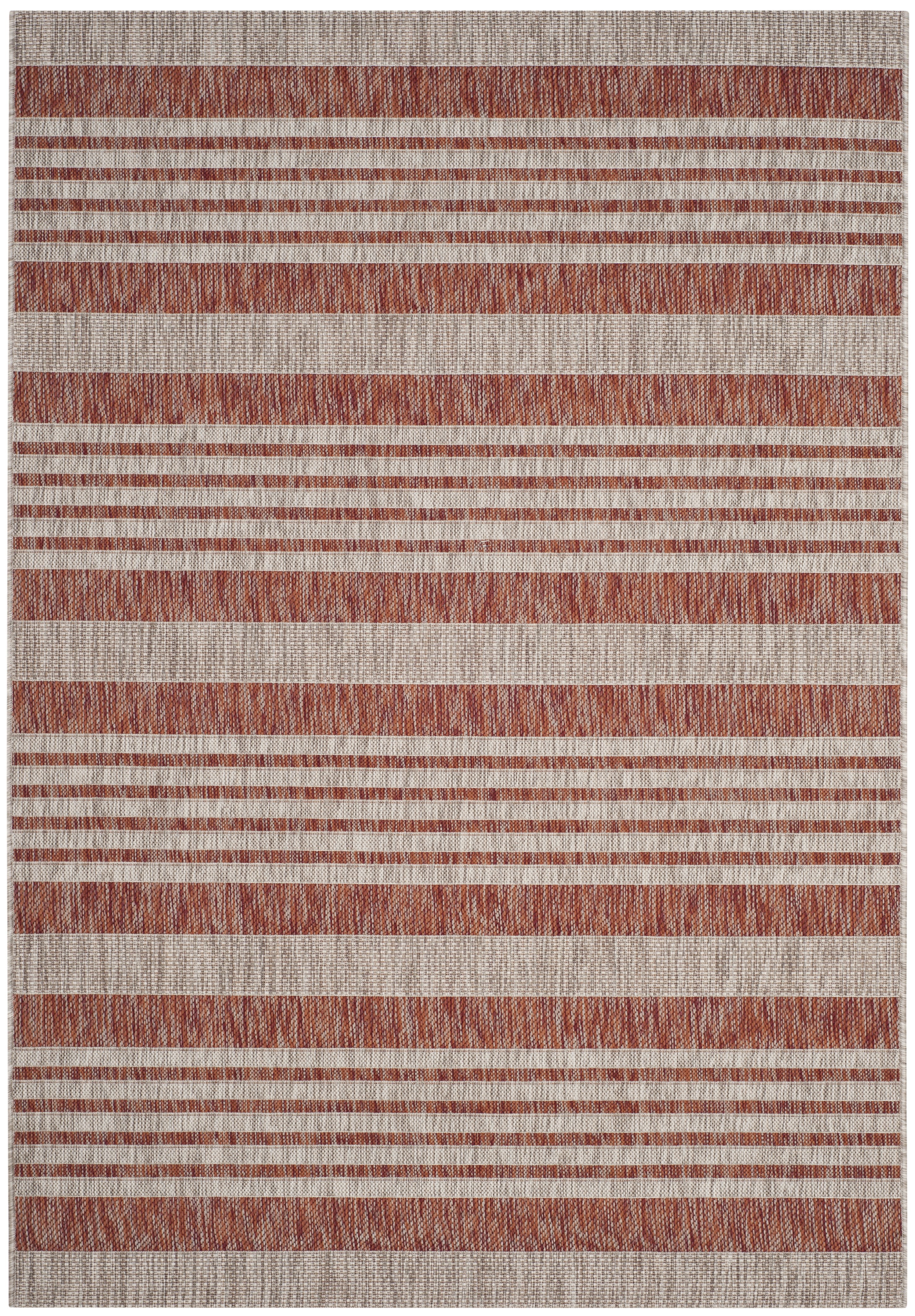 SAFAVIEH Courtyard Patrice Striped Indoor/Outdoor Area Rug, 6'7" x 9'6", Red/Beige
