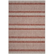 SAFAVIEH Courtyard Patrice Striped Indoor/Outdoor Area Rug, 6'7" x 9'6", Red/Beige