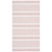 SAFAVIEH Courtyard Patrice Striped Indoor/Outdoor Area Rug, Ivory/Soft Pink, 2'7" x 5'