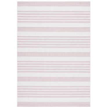 SAFAVIEH Courtyard Patrice Striped Indoor/Outdoor Area Rug, Ivory/Soft Pink, 2'7" x 5'
