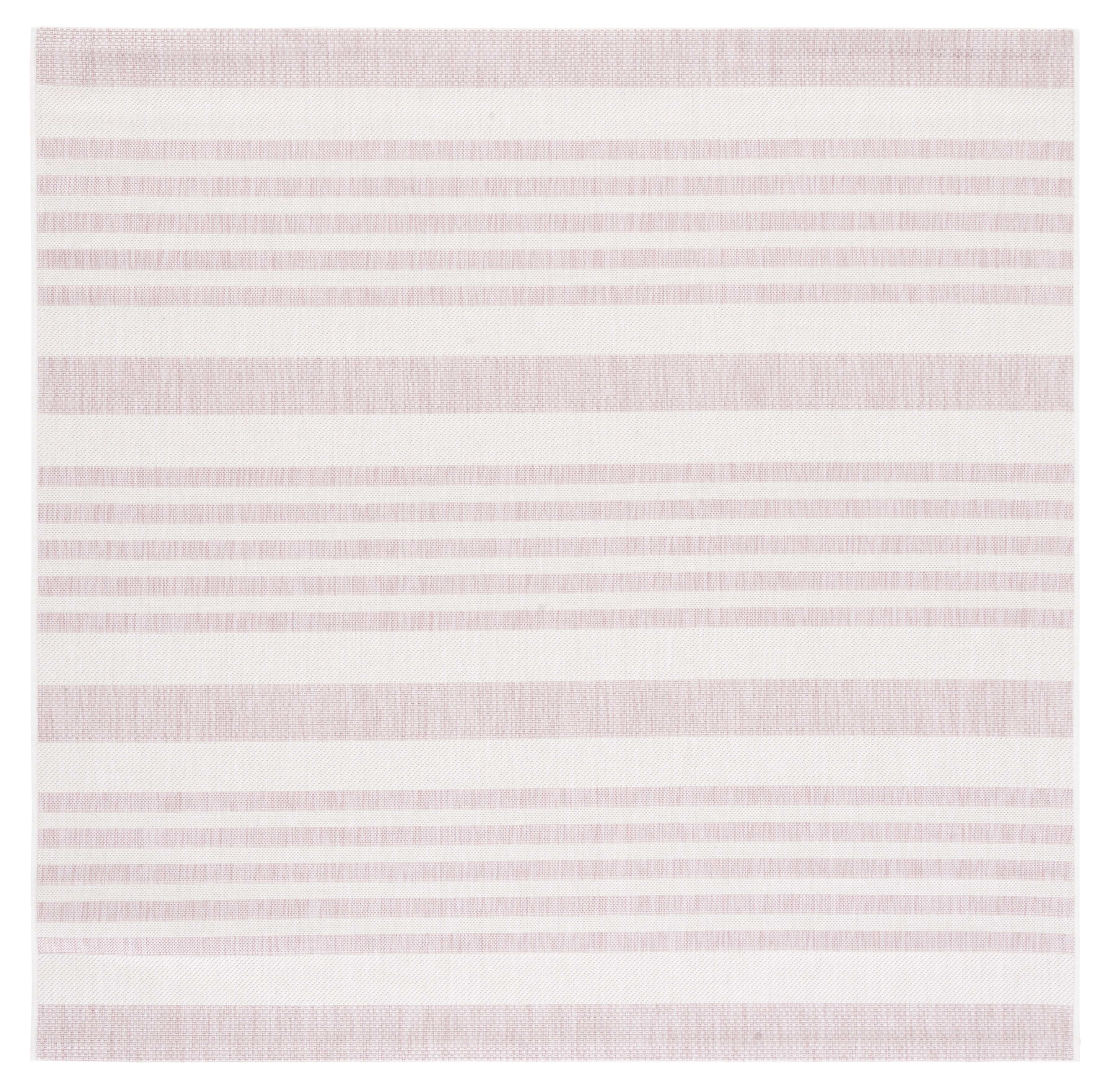 SAFAVIEH Courtyard Patrice Striped Indoor/Outdoor Area Rug, Ivory/Soft Pink, 6'7" x 6'7" Square