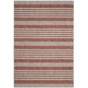 SAFAVIEH Courtyard Patrice Striped Indoor/Outdoor Area Rug, Red/Beige, 8' x 11'