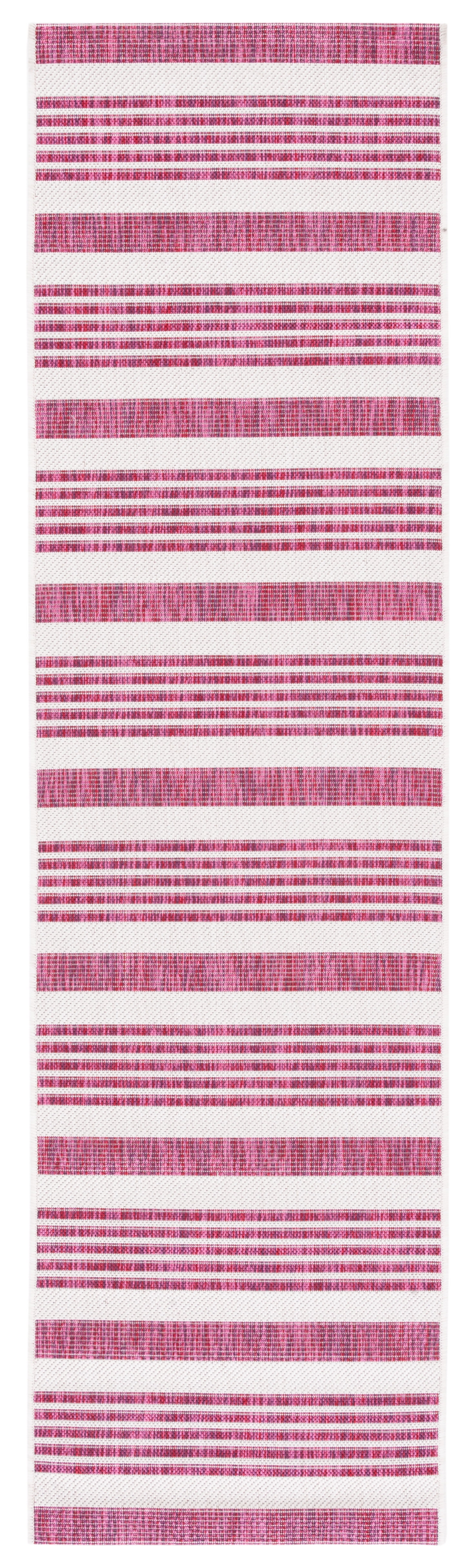 SAFAVIEH Courtyard Patrice Striped Indoor/Outdoor Runner Rug, Ivory/Red, 2'3" x 8'