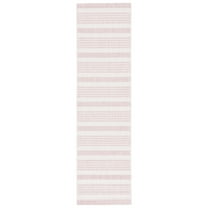 SAFAVIEH Courtyard Patrice Striped Indoor/Outdoor Runner Rug, Ivory/Soft Pink, 2'3" x 8'