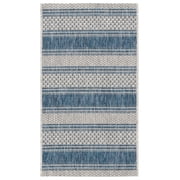 SAFAVIEH Courtyard Paul Striped Indoor/Outdoor Area Rug, 2' x 3'7", Grey/Navy