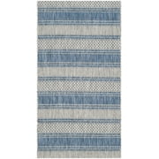 SAFAVIEH Courtyard Paul Striped Indoor/Outdoor Area Rug, 2' x 3'7", Grey/Navy