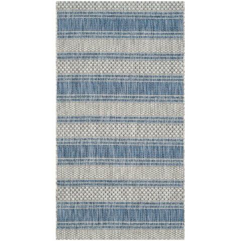 SAFAVIEH Courtyard Paul Striped Indoor/Outdoor Area Rug, 2' x 3'7", Grey/Navy