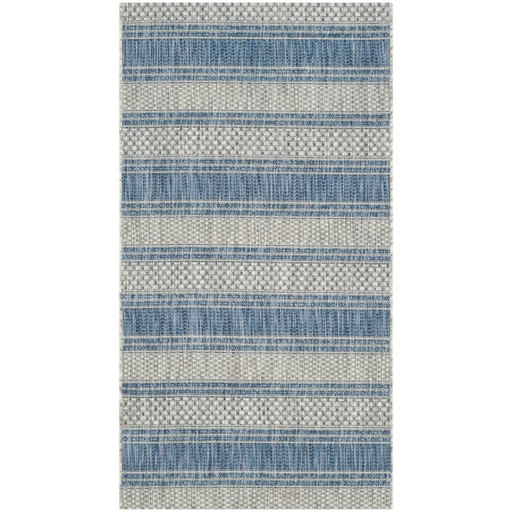 SAFAVIEH Courtyard Paul Striped Indoor/Outdoor Area Rug, 2' x 3'7", Grey/Navy