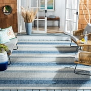 SAFAVIEH Courtyard Paul Striped Indoor/Outdoor Area Rug, 9' x 12', Grey/Navy