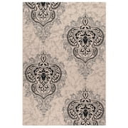 Safavieh Courtyard Penelope Damask Indoor/Outdoor Area Rug, Creme/Black, 5'3" x 7'7"