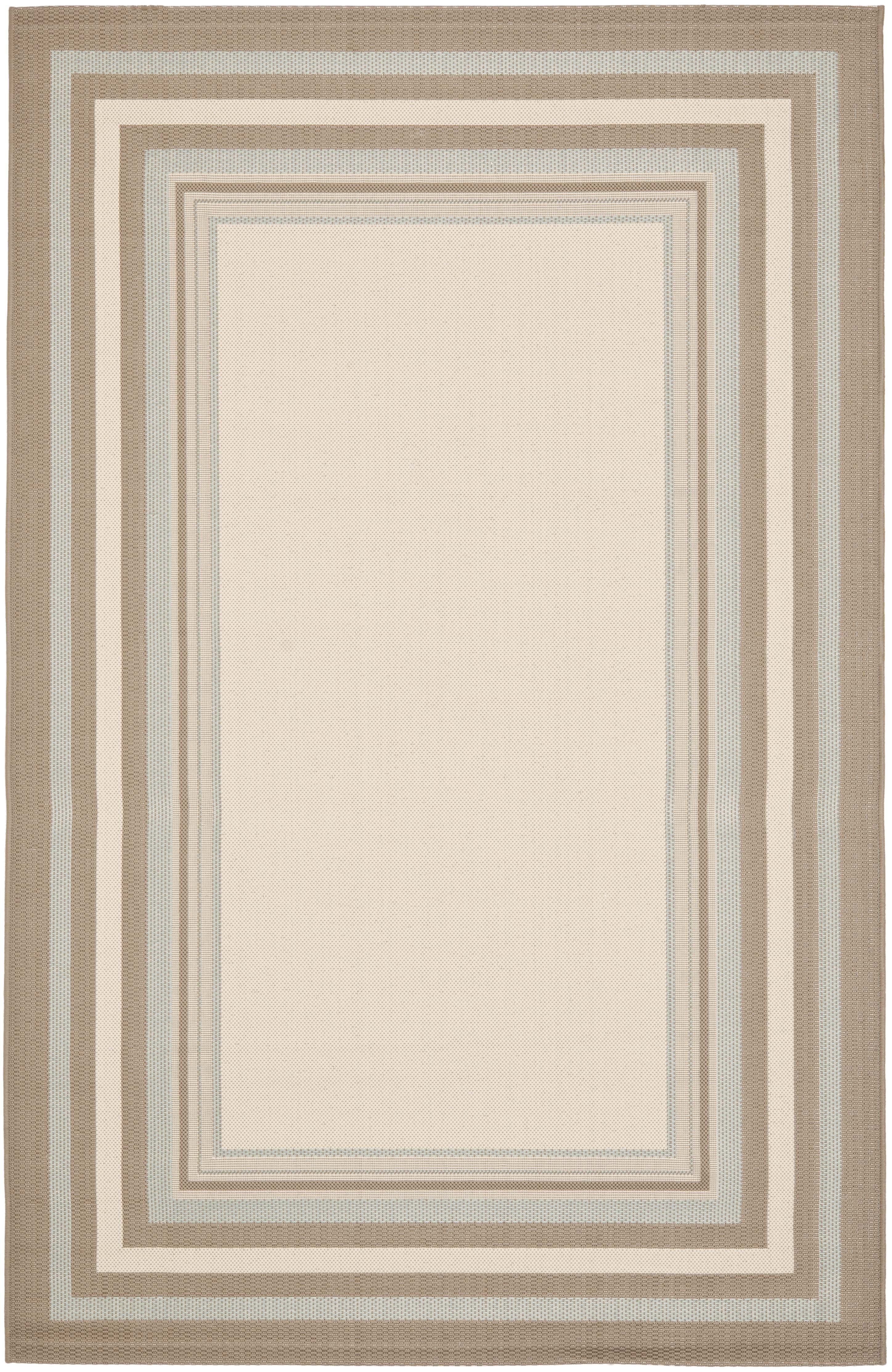 Safavieh Courtyard Phoebe Bordered Indoor/Outdoor Area Rug, Beige/Blue, 5'3" x 7'7"