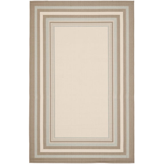 Safavieh Courtyard Phoebe Bordered Indoor/Outdoor Area Rug, Beige/Blue, 5'3" x 7'7"