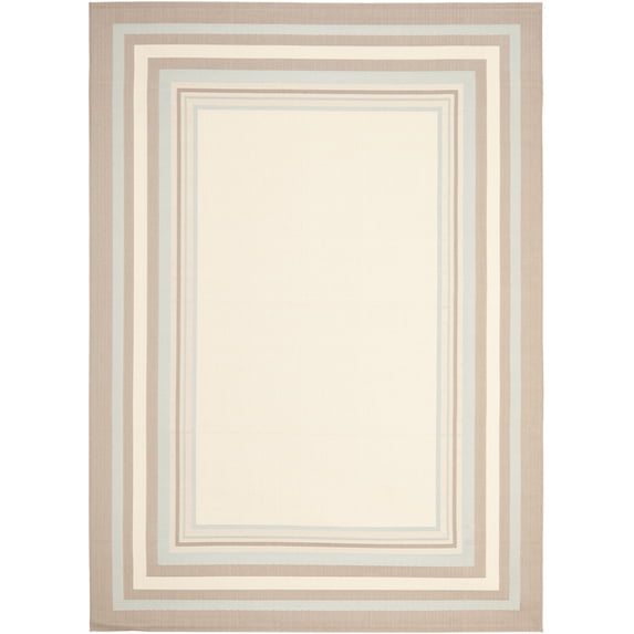 Safavieh Courtyard Phoebe Bordered Indoor/Outdoor Area Rug, Beige/Blue, 8' x 11'