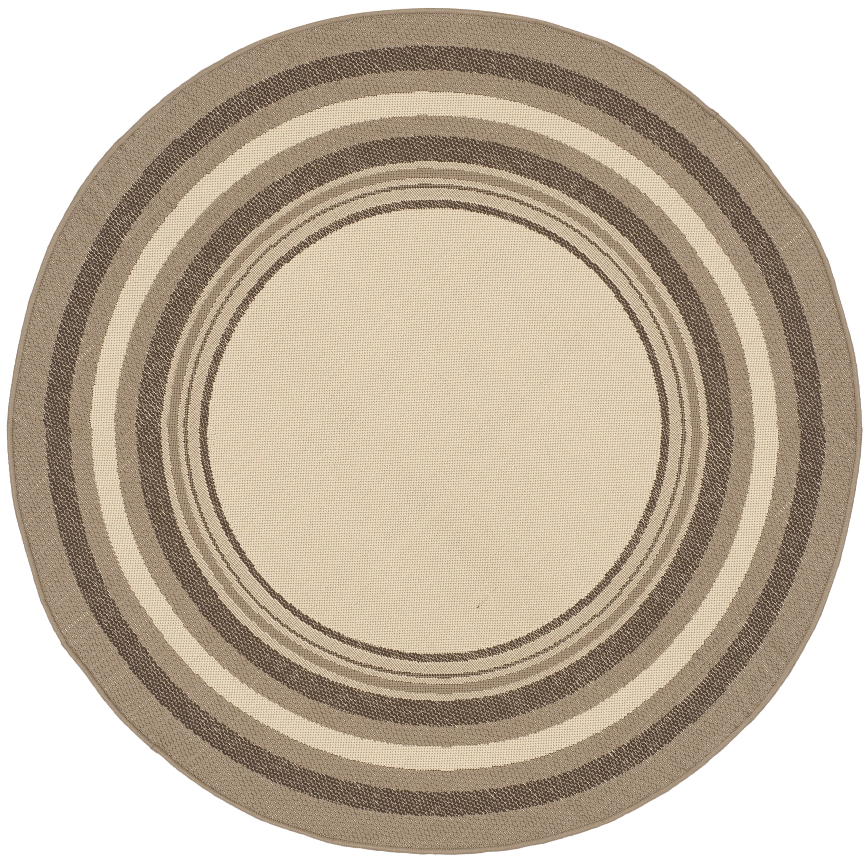 Safavieh Courtyard Phoebe Bordered Indoor/Outdoor Area Rug, Beige/Dark Beige, 5'3" x 5'3" Round