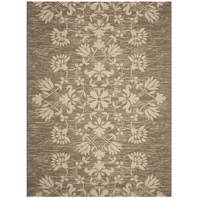 SAFAVIEH Courtyard Phyliss Floral Indoor/Outdoor Area Rug, Dark Beige ...