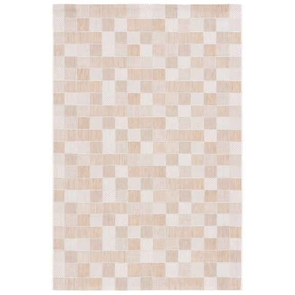 SAFAVIEH Courtyard Raeyln Checkered Indoor/Outdoor Area Rug, Natural/Beige, 8' x 10'