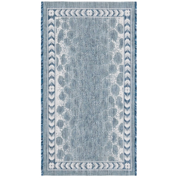 SAFAVIEH Courtyard Regent Animal Indoor/Outdoor Area Rug, Blue/Ivory, 2' x 3'7"