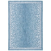 SAFAVIEH Courtyard Regent Animal Indoor/Outdoor Area Rug, Blue/Ivory, 5'3" x 7'7"