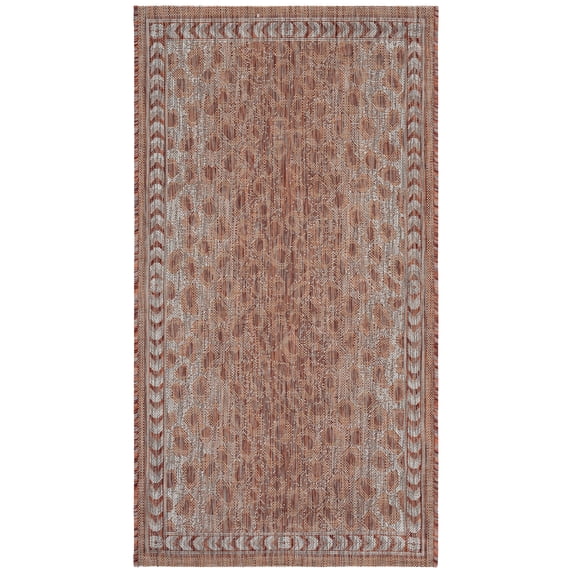 SAFAVIEH Courtyard Regent Animal Indoor/Outdoor Area Rug, Rust/Beige, 2'7" x 5'