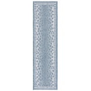SAFAVIEH Courtyard Regent Animal Indoor/Outdoor Runner Rug, Blue/Ivory, 2'3" x 8'