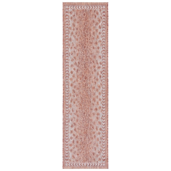 SAFAVIEH Courtyard Regent Animal Indoor/Outdoor Runner Rug, Rust/Beige, 2'3" x 8'