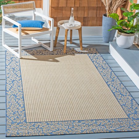 Safavieh Courtyard Regent Oriental Indoor/Outdoor Area Rug, Natural/Blue, 5'3" x 7'7"
