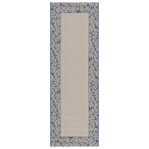 Safavieh Courtyard Regent Oriental Indoor/Outdoor Runner Rug, Natural/Blue, 2'3" x 6'7"