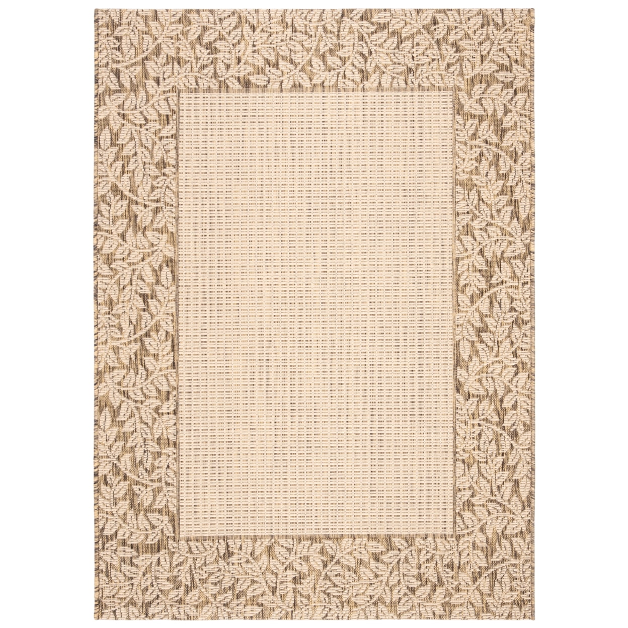Natural and Brown Rectangular Synthetic Indoor/Outdoor Area Rug