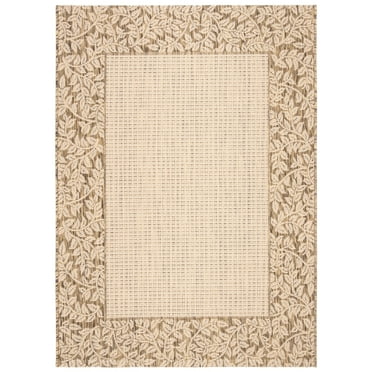 SAFAVIEH Courtyard Regent Traditional Floral Indoor/Outdoor Area Rug, 4' x 5'7", Natural/Brown