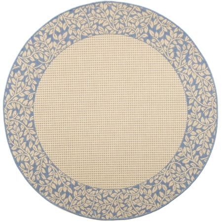 Safavieh Courtyard Regent Oriental Indoor/Outdoor Area Rug, Natural/Blue, 5'3" x 5'3" Round