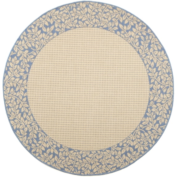 Safavieh Courtyard Regent Oriental Indoor/Outdoor Area Rug, Natural/Blue, 5'3" x 5'3" Round
