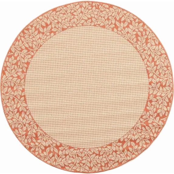 Safavieh Courtyard Regent Oriental Indoor/Outdoor Area Rug, Natural/Terracotta, 5'3" x 5'3" Round