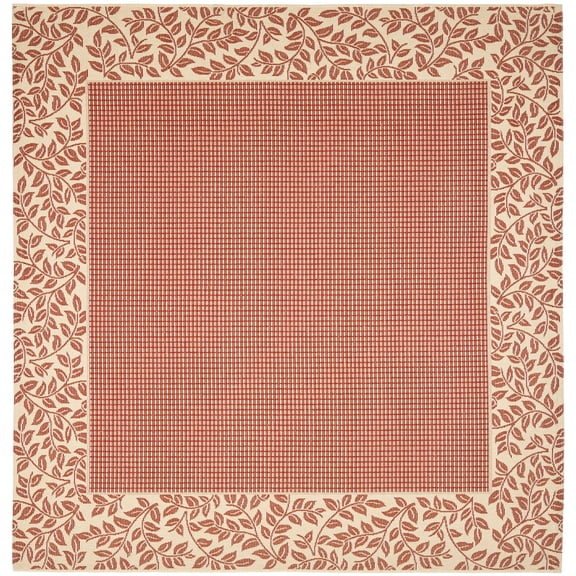 Safavieh Courtyard Regent Oriental Indoor/Outdoor Area Rug, Red/Natural, 7'10" x 7'10" Square