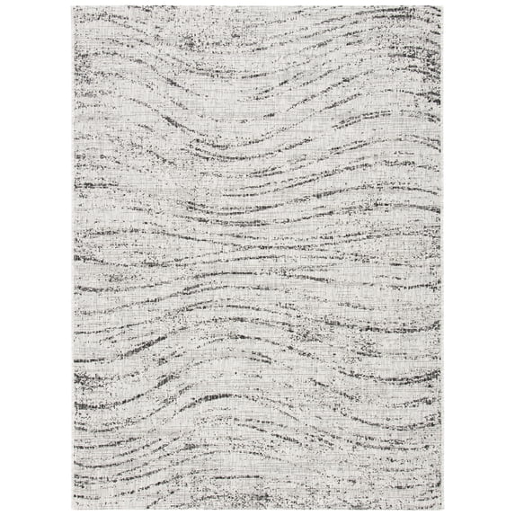 SAFAVIEH Courtyard Robena Abstract Indoor/Outdoor Area Rug, Ivory/Grey, 5'5" x 7'7"