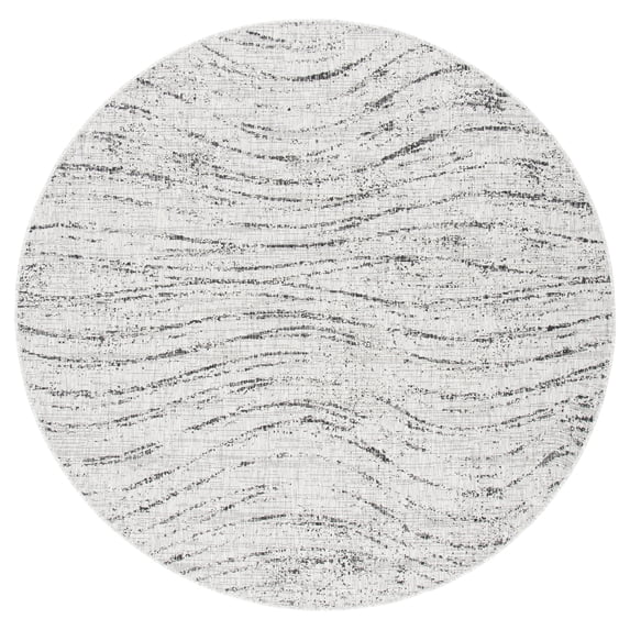 SAFAVIEH Courtyard Robena Abstract Indoor/Outdoor Area Rug, Ivory/Grey, 6'7" x 6'7" Round