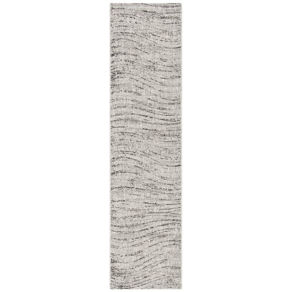 SAFAVIEH Courtyard Robena Abstract Indoor/Outdoor Runner Rug, Ivory/Grey, 2'2" x 9'