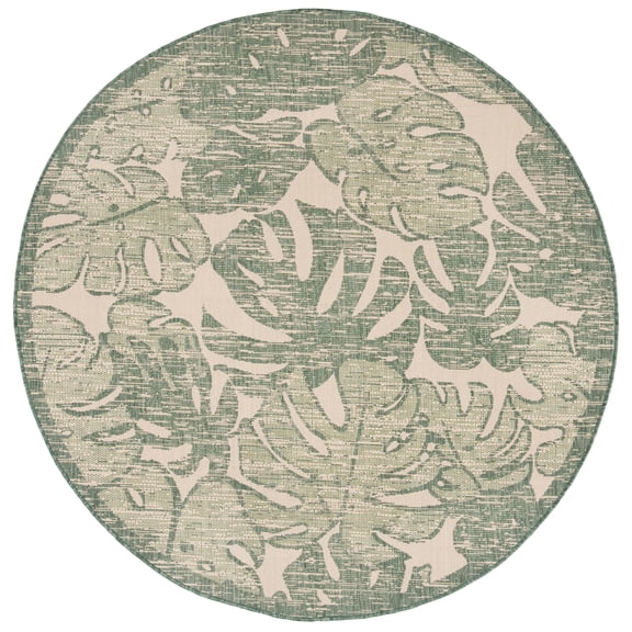 Safavieh Courtyard Ivy Botanical Indoor/Outdoor Area Rug, Beige/Green, 6'7" x 6'7" Round
