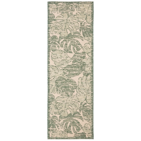 Safavieh Courtyard Ivy Botanical Indoor/Outdoor Runner Rug, Beige/Green, 2'3" x 6'7"