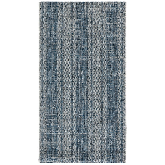 SAFAVIEH Courtyard Robert Striped Indoor/Outdoor Area Rug, 2'7" x 5', Light Grey/Blue