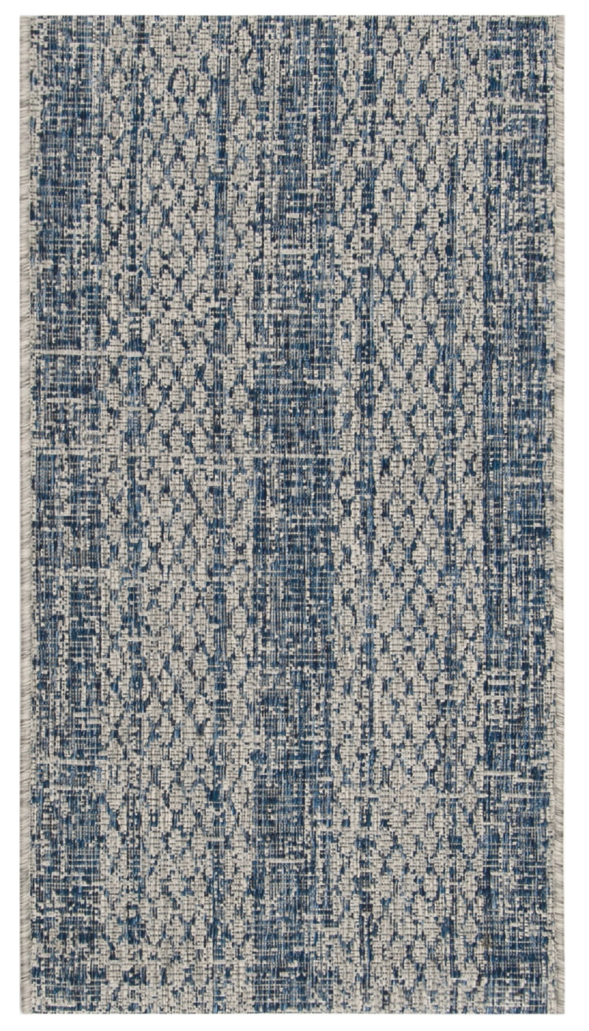 Light Grey/Blue Synthetic Easy-Care Rectangular Area Rug