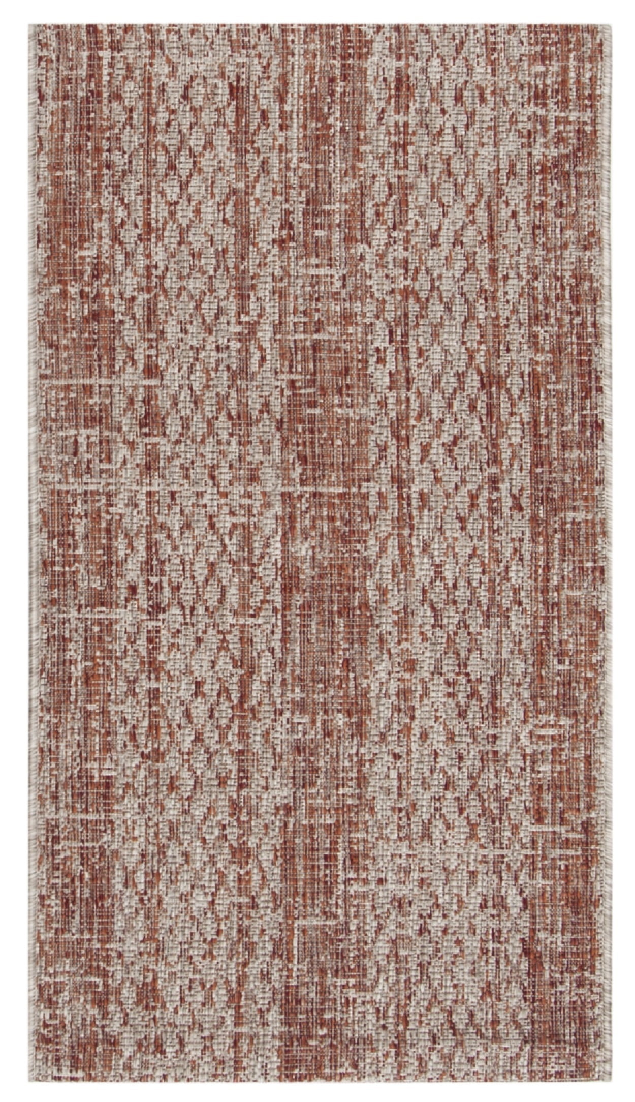 Light Beige and Terracotta Rectangular Synthetic Indoor/Outdoor Rug