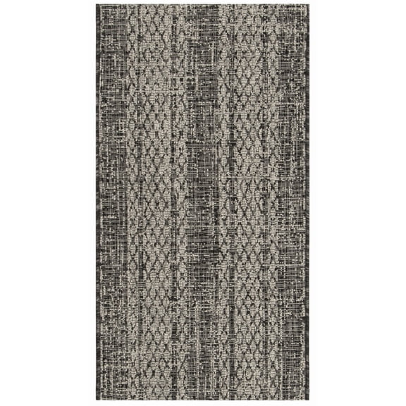 SAFAVIEH Courtyard Robert Striped Indoor/Outdoor Area Rug, 2' x 3'7", Light Grey/Black