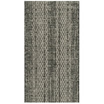 SAFAVIEH Courtyard Robert Striped Indoor/Outdoor Area Rug, 2' x 3'7", Light Grey/Black