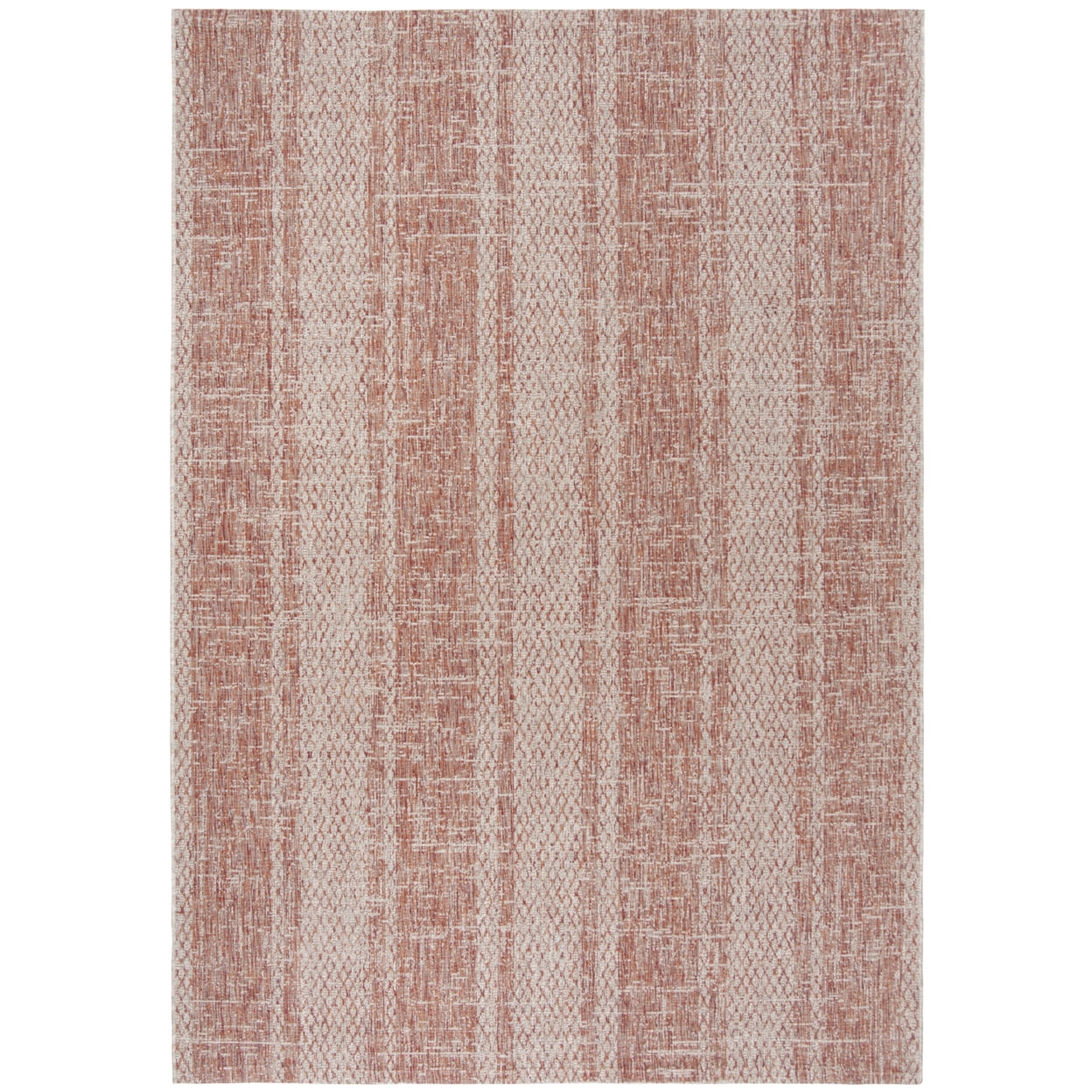 Light Beige and Terracotta Rectangular Synthetic Outdoor Rug