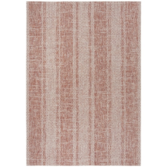 SAFAVIEH Courtyard Robert Striped Indoor/Outdoor Area Rug, 6'7" x 9'6", Light Beige/Terracotta