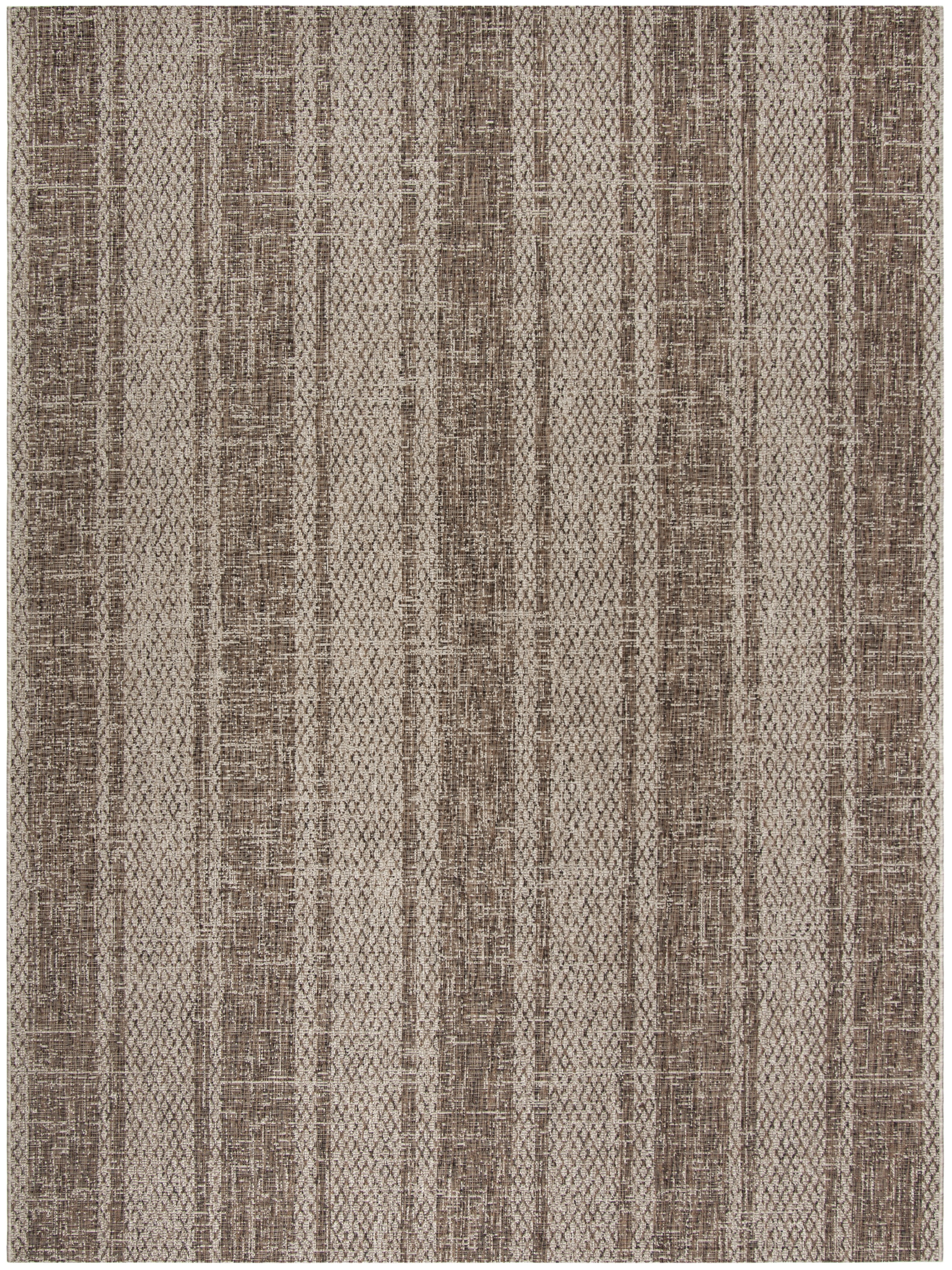 SAFAVIEH Courtyard Robert Striped Indoor/Outdoor Area Rug, 8' x 11', Light Beige/Light Brown