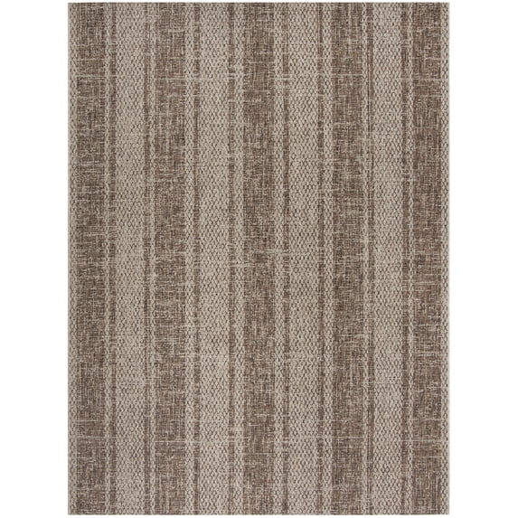SAFAVIEH Courtyard Robert Striped Indoor/Outdoor Area Rug, 8' x 11', Light Beige/Light Brown