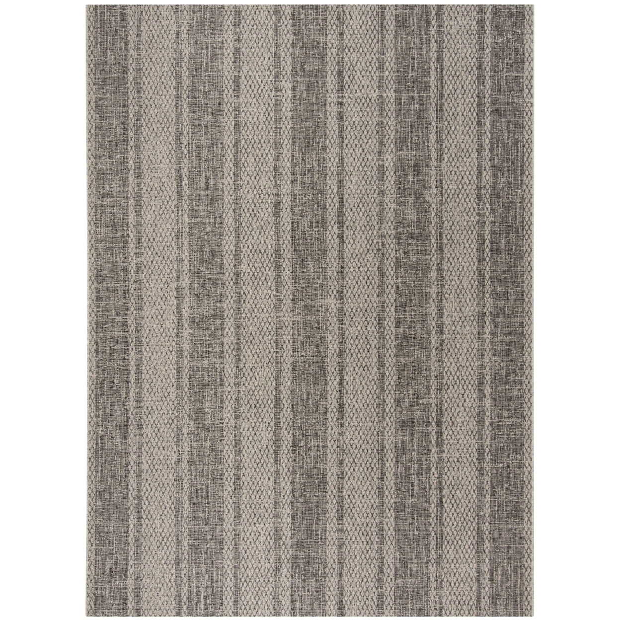 Elysian Light Grey/Black Synthetic 8' x 11' Easy-Care Outdoor Rug