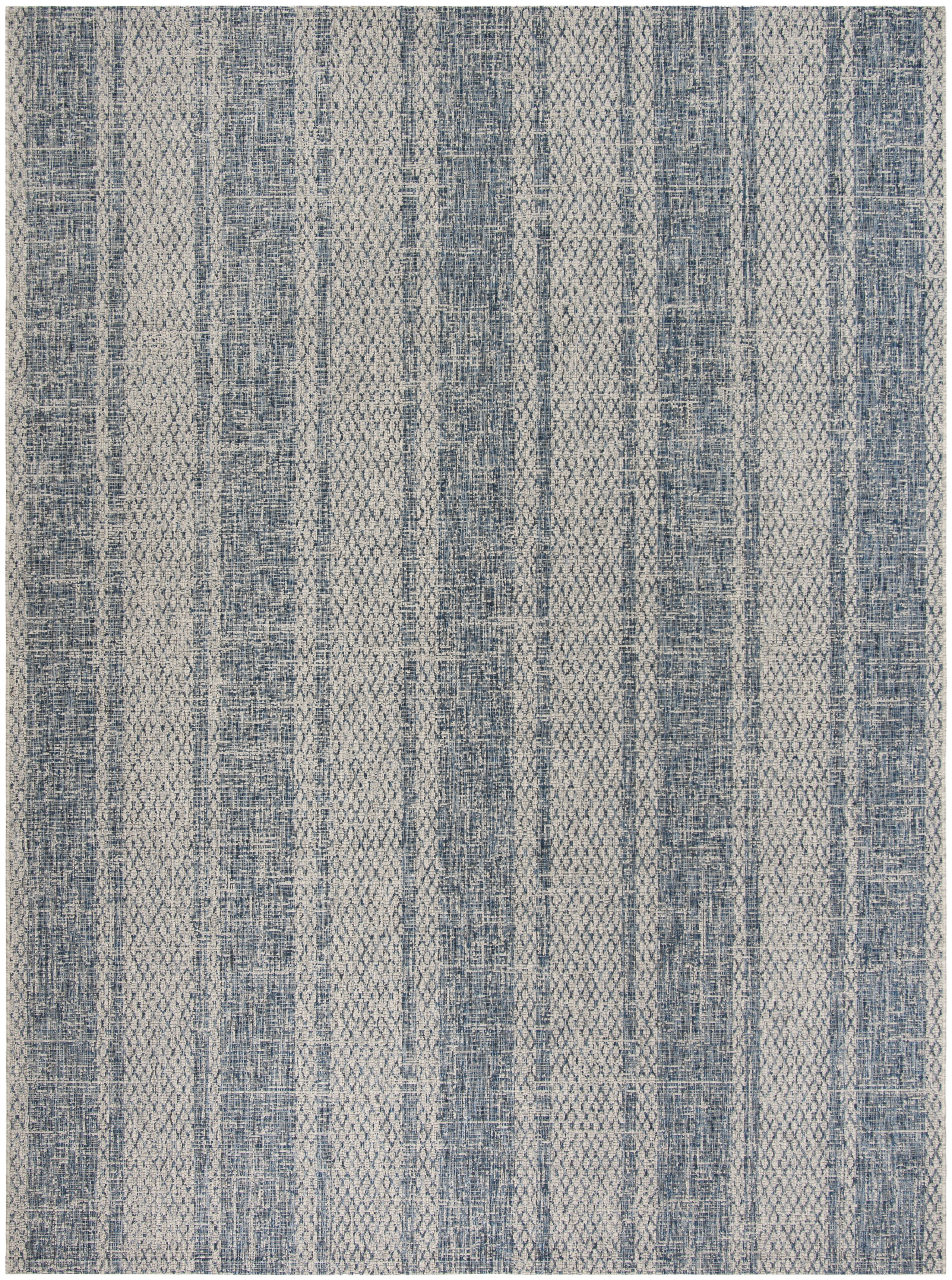 SAFAVIEH Courtyard Robert Striped Indoor/Outdoor Area Rug, 8' x 11', Light Grey/Blue